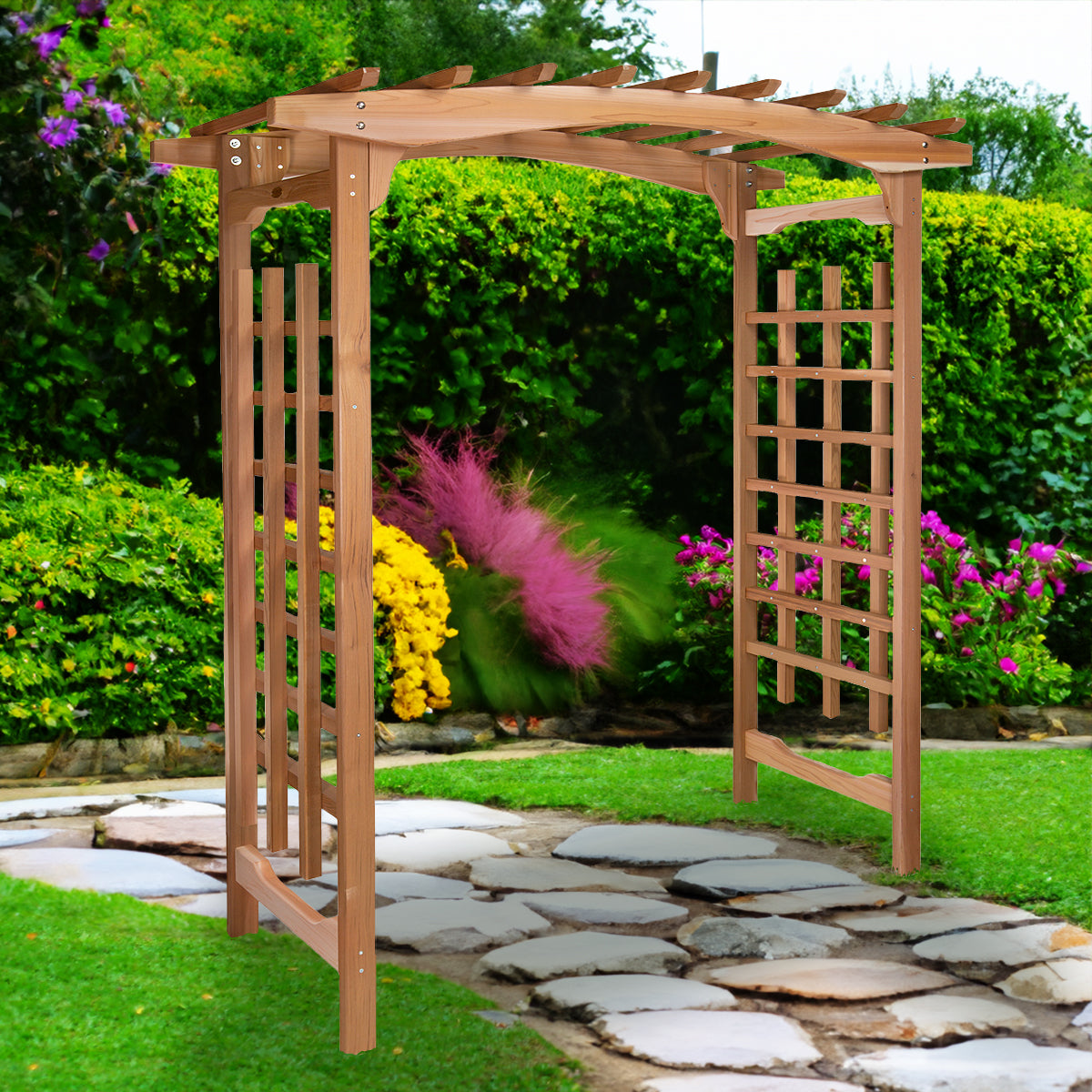 Cedar Archway Arbor with Lattice – Elegant Outdoor Trellis for Gardens & Entrances