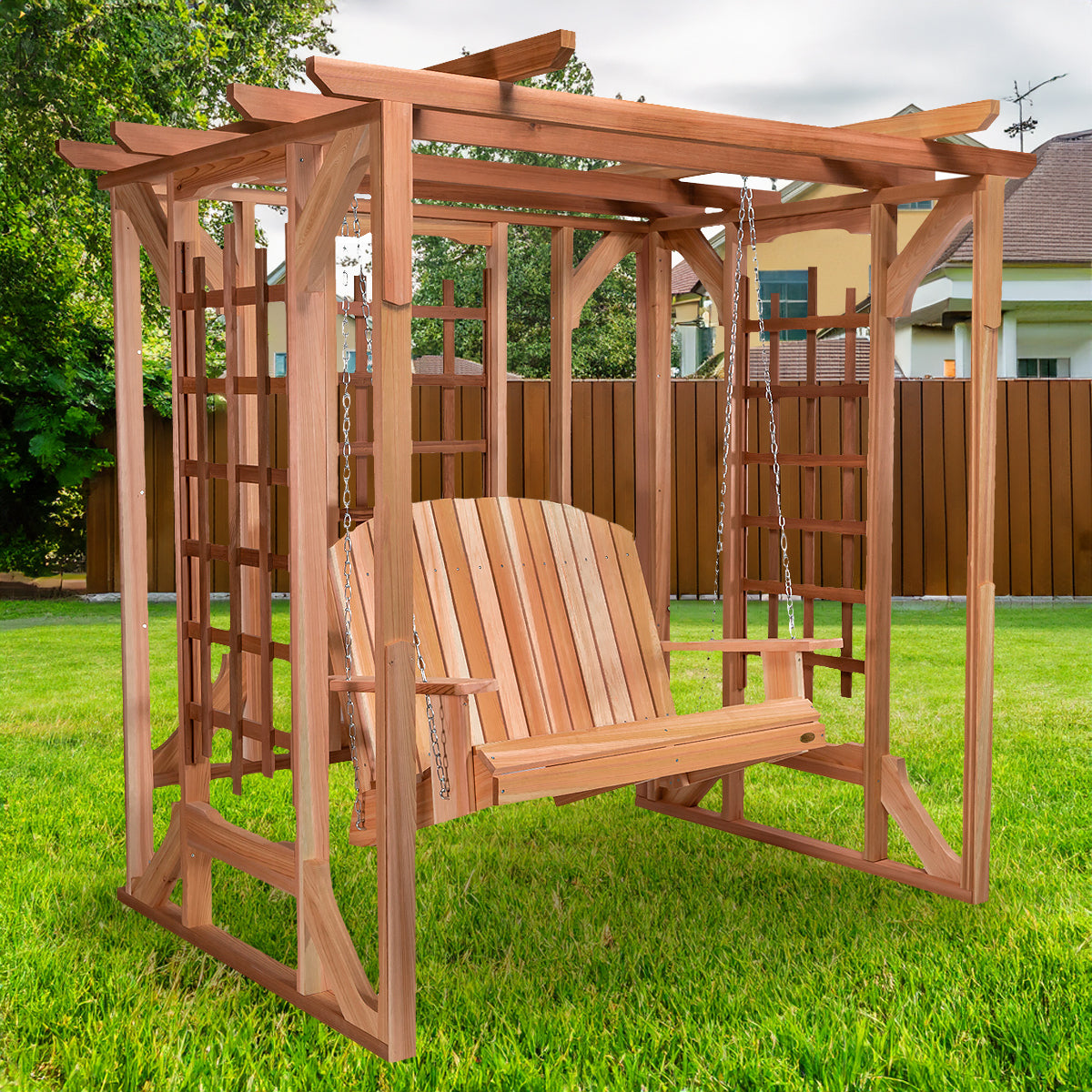 Cedar Garden Pergola With Swing – 82 in. Wide | Western Red Cedar