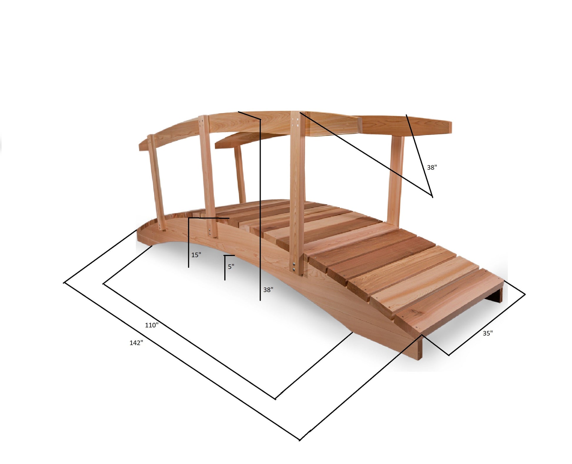 western red cedar wooden garden bridge outdoor