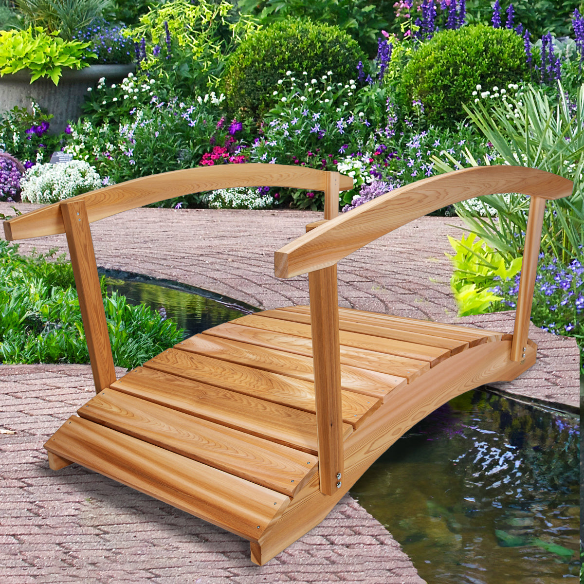 6-ft Western Red Cedar Footbridge – Handcrafted Landscape Bridge for Canadian Gardens
