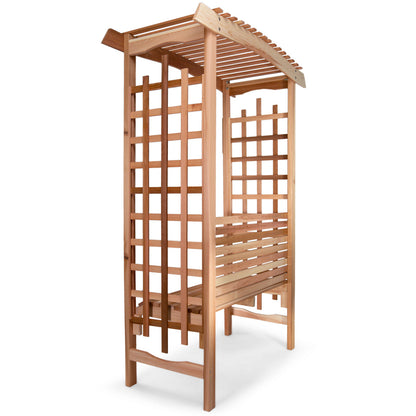 Western Red Cedar Arbor with Bench – Classic Wooden Garden Seat & Trellis Combo