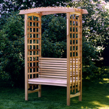 Western Red Cedar Arbor with Bench – Classic Wooden Garden Seat & Trellis Combo