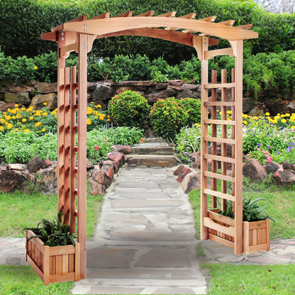Cedar Garden Arbor and Planter Box Set – Handcrafted Trellis Archway for Outdoor Décor