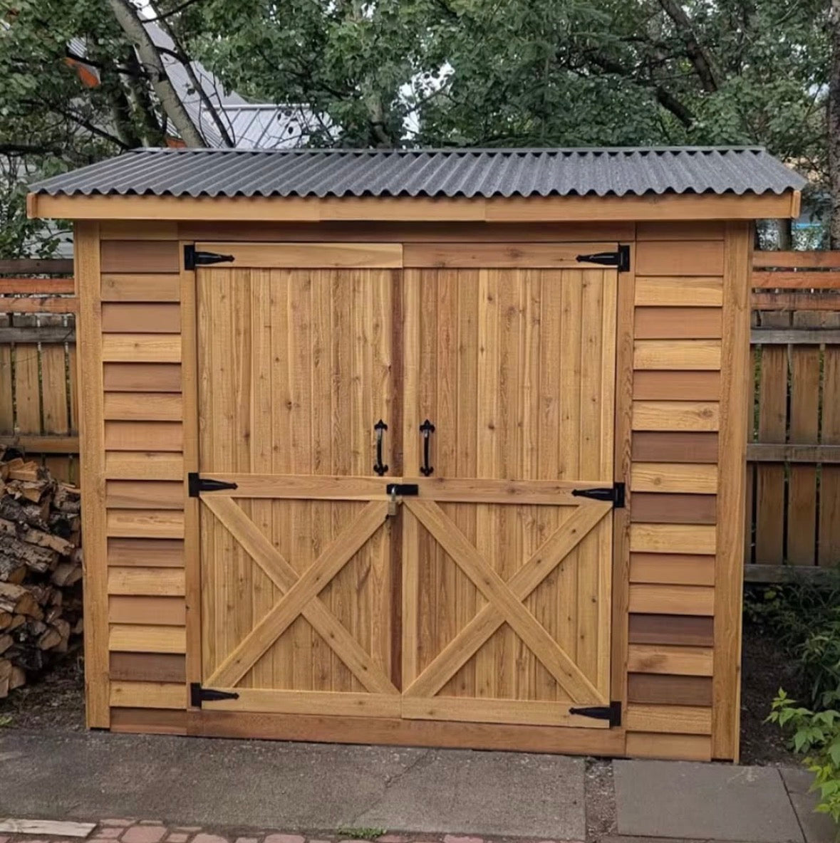 8x4 shed double doors with metal roof