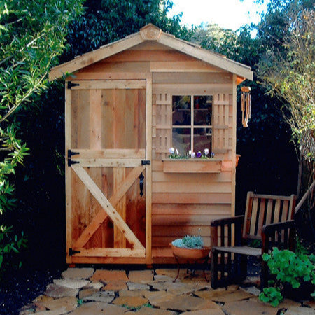 Gardener Shed with stone patio